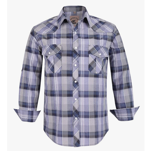 COEVALS CLUB Men's Western Cowboy Long Sleeve Pearl Snap Casual Work Shirts, L