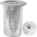 Commercial Floor Drain Strainer, 4.7" Lip Diameter, 3.5" Strainer Diameter, 5.9" Height, Perforated Cylindrical Mesh, Stainless Steel Drain Basket with Carry Handle, Fit 3.94"/ 4.33" Pipes