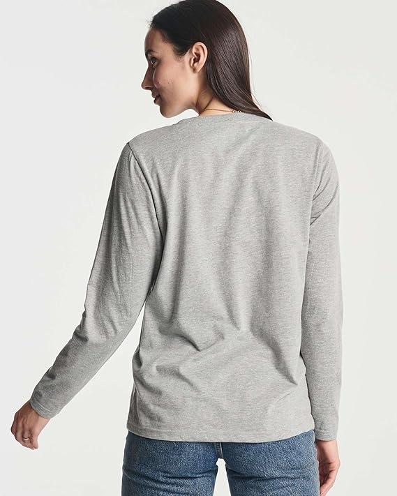 Real Essentials 3 Pack: Women's Cotton Classic-Fit Long-Sleeve Crewneck T-Shirt S