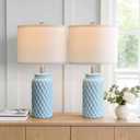 20.5" Light Blue Modern Ceramic Bedside Lamp Set of 2 for Bedroom Decor Farmhouse Table Lamp for Living Room Office Dorm