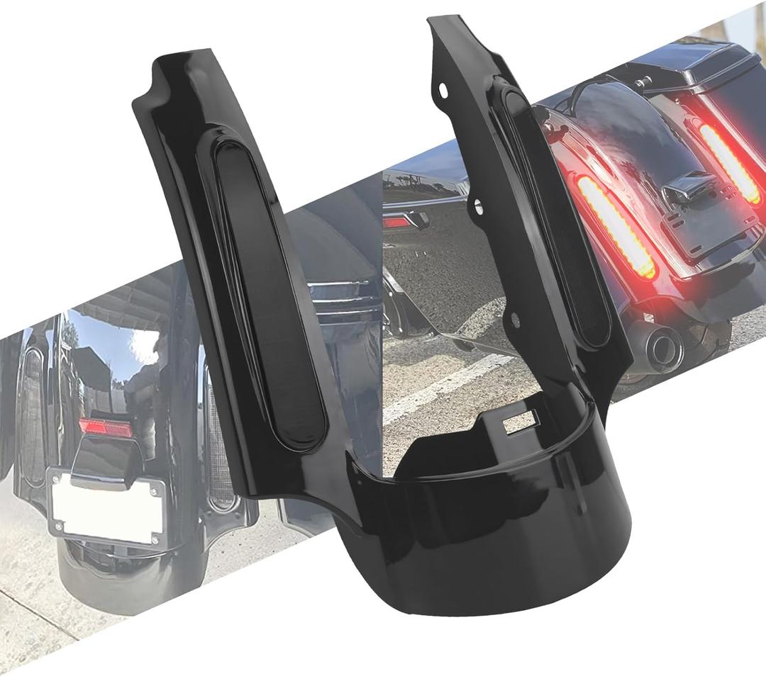 LED Rear Fender Fascia Light with Turn Signals Running Brake Function Fit For Harley Touring Road Electra Glide Road Glide Road King Street Glide 2009-2013 (Style A Black Housing Black Lens)