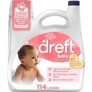 Dreft Baby Liquid Laundry Detergent, Gentle on Sensitive Skin Laundry Soap, 150 fl oz, 114 Loads 