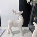 Porcelain Christmas Reindeer Figurines, Pack of 1 Mini Animal Reindeer Decor Deer Statues Sculpture Tabletop Ornaments for Cabinet Mantel Shelves Fireplace Home Dcor Accents Collectible Figurines
