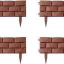 4Pcs Plastic Garden Fence, Flower Bed Edging Borders Landscape Border, 7 inches Tall Bricks for Landscaping for Yard