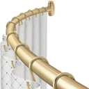 Curved Shower Curtain Rod, TOPROD Round Shower Curtain Rod 48 to 72 Inches Adjustable, Rounded Bowed Stainless Steel Shower Rods for Bathroom, Bathtub, More Shower Space, Bright Gold, Need to Drill