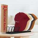 7-Cap Baseball Hat Organizer & Storage | Tabletop Metal Hat Rack Stand for Closet, Dresser, Vanity | Snap Assembly Cap Holder, Black Space-Saving (1-Pack)