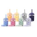 Elk and Friends Kids + Toddler Glass Cups | The Original 8oz Glass Mason Jar with Sleeves + Lids | Silicone Straws + Stopper | Smoothie Cup | Food Storage | Spill Resistant | Dishwasher Safe | 8 Pack