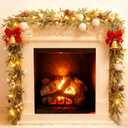 6FT Prelit Christmas Garlands with Lights Artificial Christmas Lighted Greenery Pine Cones Garland with White Berries for Christmas Door Mantle Stairs Railing Home Holiday Xmas Decoration Indoor