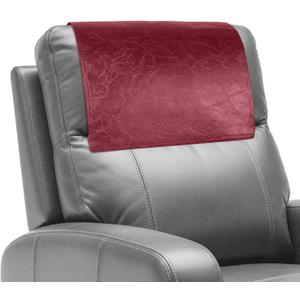 Recliner Headrest Protector,Non Slip Waterproof Headrest Cover,Leather Recliner Headrest Cover for Sofa,Furniture,Living Room,Office Chair (Wine Red) (Hook & Loop)