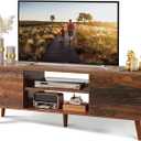 WLIVE TV Stand for 55 60 inch TV, Mid Century Modern TV Console, Entertainment Center with Storage for Living Room, Retro Brown