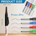 8Pcs Long Head Deep Hole Markers Pens 33mm Long Nib Marker Waterproof Permanent Ink Multi Purpose Quick-Dry Construction Markers Deep Drill Long-nose Marker for Woodworking Decoration