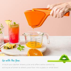 Dreamfarm Fluicer Folding Citrus Juicer for Orange Flat Compact Manual Juicer with Easy Squeeze Design, BPA-Free Food Safe Space-Saving Kitchen Tool, Easy Clean Design