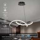 Modern LED Pendant Light FixtureBlack Contemporary Ceiling Hanging Fixture with Irregular Ring Lights for Dining Living Room Bedroom Kitchen Island Cafe4000KNeutral Light