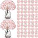 Auihiay 104 pcs Hydrangea Artificial Flowers, Pink Silk Hydrangea Heads with Stems, Hydrangea Flowers for Wedding Centerpiece, Baby Shower, Home Garden Party Decor (Pink)