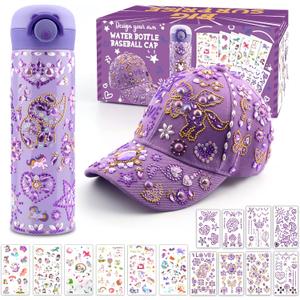 Coosilion Gifts for Kids 4 5 6 7 8 9 10 12 Years Old-Decorate Your Own Water Bottle Baseball Cap with Cute Stickers, Birthday Gifts for Girls, DIY Arts & Crafts, School Supplies for Girls
