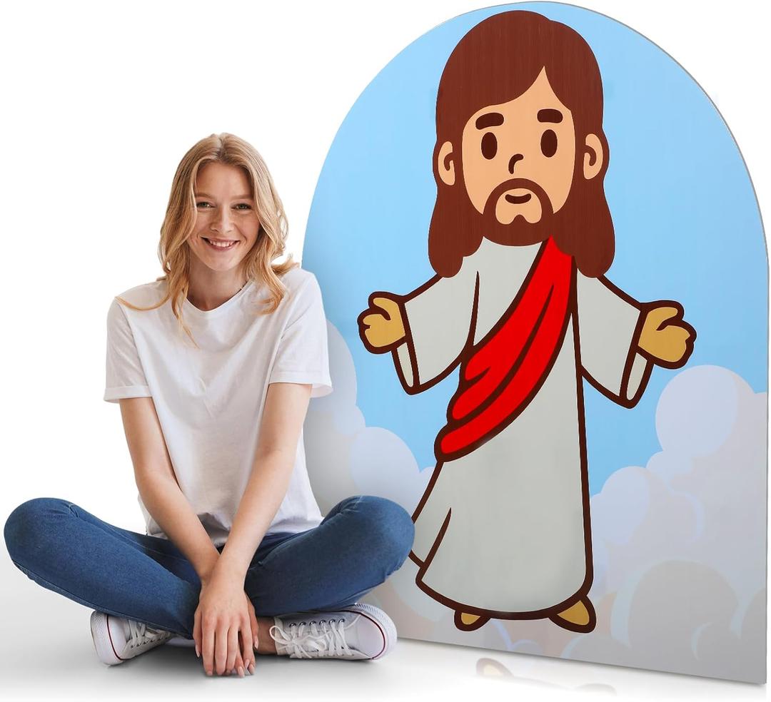 4 ft Jesus Christ Stand up Cardboard Cutout Life Size Christian Party Decoration Religious Backdrop Photo Props Stand up Cardboard for Jesus Vbs Easter Church Sunday School Decor