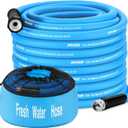 Kohree 50FT RV Water Hose with Storage Bag, 5/8'' Drinking Water Hose, No Odor, Leak Free, Heavy Duty, No Kink and Flexible Garden Hose 50 ft, Ideal RV Accessories for RV, Camper, Garden - Blue