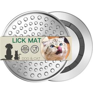 Stainless Steel Lick Mat for Dogs Cats, Slow Feeder Lick Pad for Aggressive Chewers, Non-Slip Heavy Duty Base, Mental Stimulation for Anxiety Reducer, Whisker-Friendly for Cat