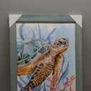Bathroom Wall Art Wooden Decor: Sea Turtle Ocean Animal Framed Picture Marine Life Coral Beach Painting Vertical Underwater Creatures Coastal Print Artwork for Bedroom Kitchen (18"L x 24"W)