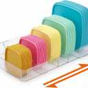 Junkin Expandable Lid Organizer for Cabinet Clear Adjustable Food Container Lid Holder (10.618) Plastic Storage Rack for Pantry Drawer & Kitchen Organization