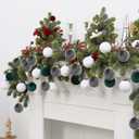 30PCS Velvet Christmas Ball Ornaments Set, 60MM/2.3Inch Shatterproof Flocked Ornaments for Christmas Tree Hanging Decorations, for Home Holiday Party Xmas Decor - White/Grey/Green.