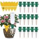 GrembebUpgrade Self Watering Planter Insert,15 Plant Spikes Device Ceramic Stakes + 18 Garden Papers Automatic Drip Irrigation Flower Waterer System for Vacation Outdoor Indoor Home Houseplant Use
