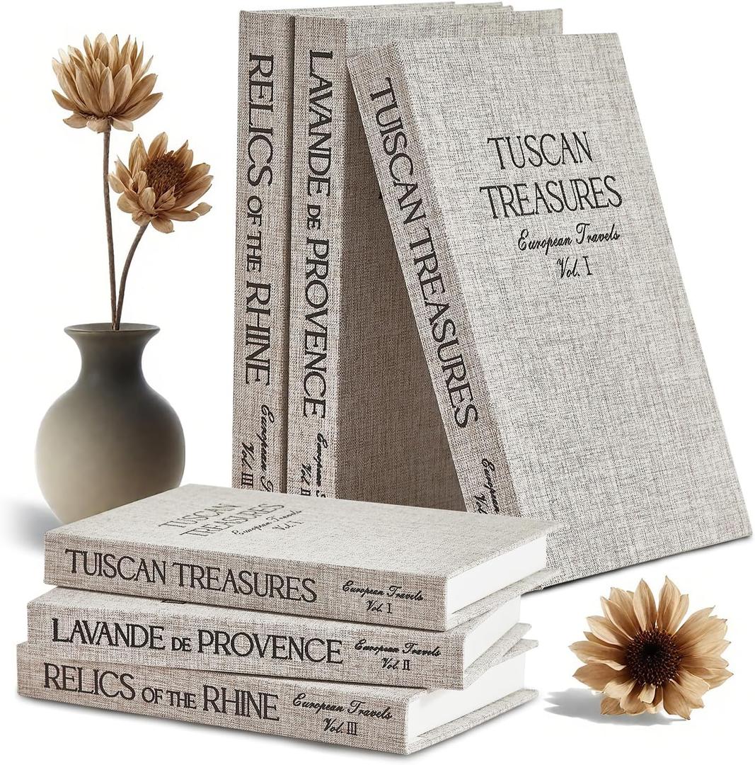 Decorative Books for Home Decor, Set of 3 Linen Fake Books for Decoration, Designer Book Decor Set for Coffee Table/Bookshelf/Mantel Decor/Console Table, Keepsake Photo/Remote Control Storage Box