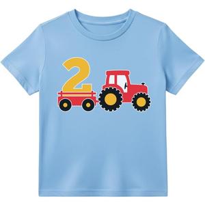 Tstars Farm Tractor 2nd 3rd Birthday Shirt for Toddler Boys or Girls - Gift Tee for 2 3 Year Old - Kids Bday Party Outfit (Blue)