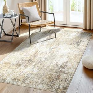 RELEANY Washable Area Rugs 3'x5' Non-Slip Modern Abstract Soft for Living Room Entryway Bedroom Nursery, Print Pattern, Neutral Brown Gray