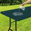 Smiry Rectangle Tablecloth, Elastic Fitted Flannel Backed Vinyl Tablecloths for 4ft Folding Tables, Waterproof Wipeable Table Covers for Indoor, Outdoor, Picnic and Camping (Hunter Green, 30"x48")