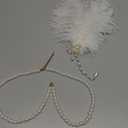 2 Pcs Women Victorian Hair Accessories Includes Ostrich Feather and Pearl Tassel Barrette Clip for 18th Century Renaissance Queen Blonde Beehive Cosplay Decor(White)