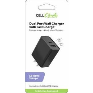 CELL CANDY Fast Charge Dual Port Wall-Charger 15Watts 3 Amps