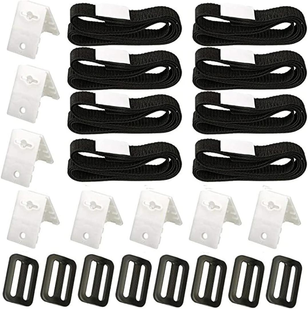 Solar Cover Reel Attachment Kit, Solar Cover Reel Blanket Straps and Clips for Universal Inground Swimming Pool - Including 8 Adhesive Nylon Straps & Tabs, 8 Cord Plates, 8 Buckles