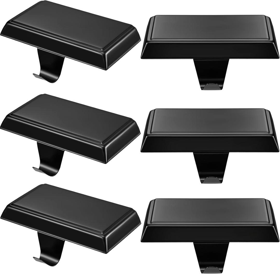 Zhengmy 4 Pcs Christmas Stocking Holders for Mantel Metal Hanging Hooks Stocking Hangers for Fireplace Xmas Party Decoration(Black)