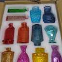 Yaomiao 30 Pcs Vases Bulk Colored Flower Glass Bud Vases Valentine Vintage Colored Glass Bottles Colorful Rustic Embossed for Home Wedding Table Decorations Gifts(Bright Color)