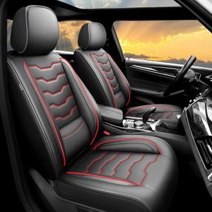Car Seat Covers for Chevy/Chevrolet Colorado 2015-2025 2026 Full Set 5 Seat Red Line Black- Premium Leather，Waterproof Breathable, All-Weather Seat Cushion Protector