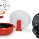 1.5-Quart Nonstick 4-piece Everyday Pan Set for Microwave Cooking, Red