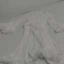 OYOANGLE Women's Ruffle Trim Long Sleeve Belted Sheer Mesh Wedding Bride Robe Nightgown, Size M