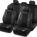 Road Comforts Car Seat Cover Full Set, Leather Mesh Seat Covers, Airbag Compatible, Universal Fit for Most Cars, SUVs, Trucks, and Vans - Black