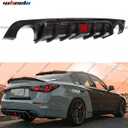 Rear Diffuser with Led Red Brake Light Compatible with 2018-2024 Infiniti Q50, Rear Bumper Spoiler Splitter Fit for 2018 2019 2020 2021 2022 2023 2024 4Door (Carbon Fiber Pattern)