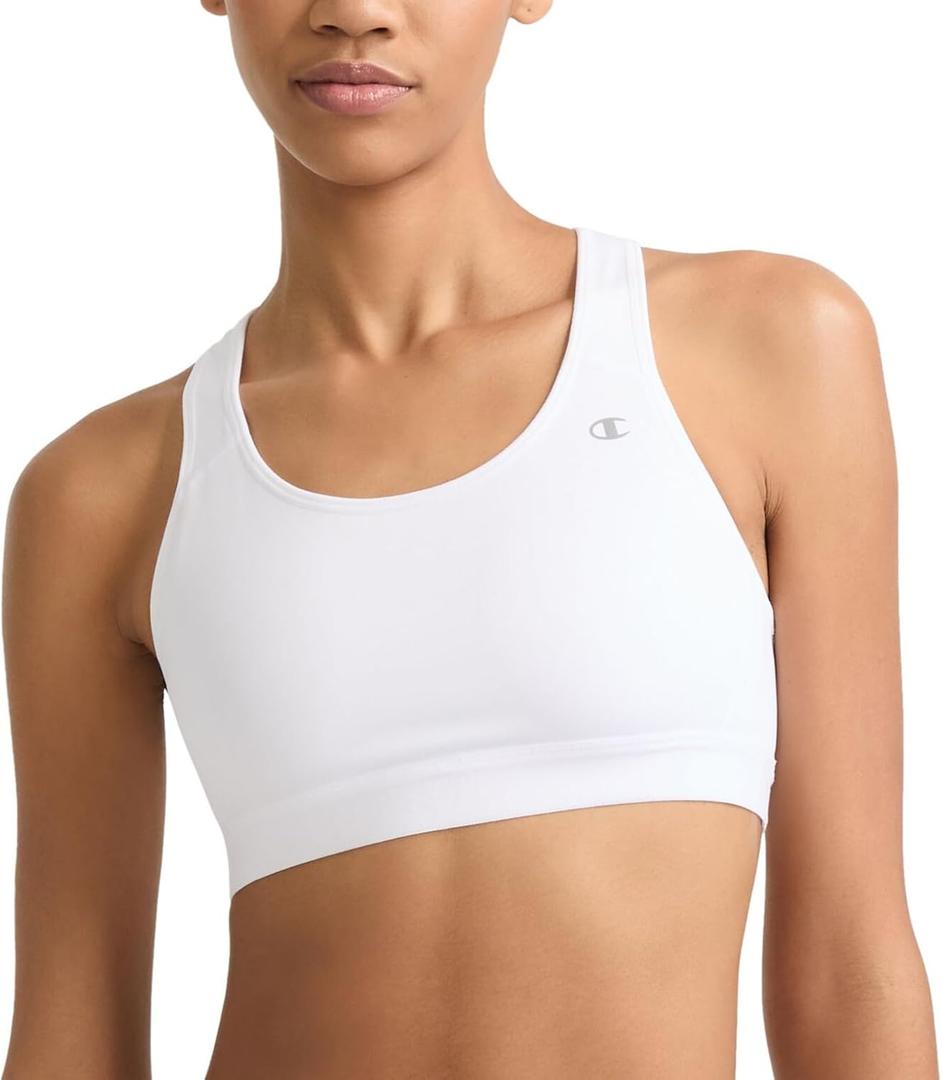 Champion Women's Sports Bra, High-Impact Compression, Moisture-Wicking Fabric (White, XS)