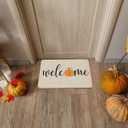 2 x Fall Door Mat Pumpkin Welcome Home Sweet Mat 27.6"  16.5" with Non Slip Rubber Backing for Autumn Thanksgiving Home Entrance Kitchen Door Decoration(Welcome)