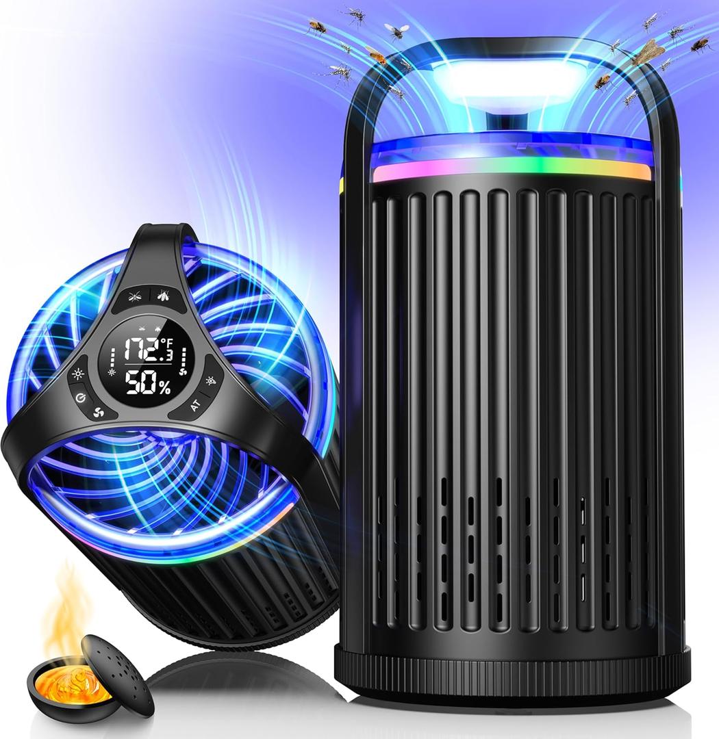 Fruit Fly Traps for Indoors, 2025 New Gnat Traps for House Indoor with UV&Blue Bug Light, Bug Zapper Flying Insect Trap for Fruit Flies, Gnats,Plants Moths with 10 PCS Refill-Black