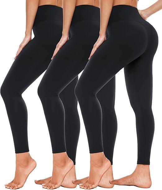 High Waisted Leggings for Women-Womens Black Seamless Workout Leggings Running Tummy Control Yoga Pants,Size L