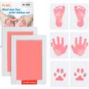 2 Pack Large Clean-Touch Ink Pads, Baby Handprints and Footprints for 0-18 Months, Inkless Hand and Footprint Kit,Baby Print,DIY Newborn Keepsake Gifts,Cat/Dog Paw Print Kit-Pink
