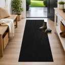 Ottomanson Hallway Runner Rug 2' x 6' Durable Non-Slip Mat with Scraper Pile for Indoor & Outdoor Use - Ideal for Kitchen, Entryway, Patio & Garage - High-Traffic Carpet, Black