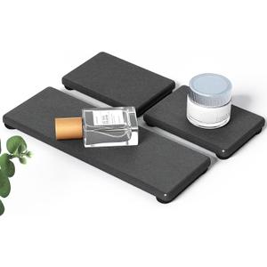 3PCS Stone Drying Tray, Water Absorbing Stone Tray for Sink, Stones Soap Trays, Fast Dry Diatomite Stones Mat,Used for Hand Soaps,Sponge,Toothbrush Holder in Bathroom Counter and Kitchen Sinks (3pcs Dark Gray)