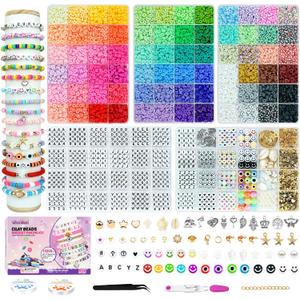 Gionlion Clay Beads Friendship Bracelet Making Kit, 72 Colors Preppy Clay A-Z Letter Number Beads & Charms Complete Jewelry Making Kit DIY Crafts Gift for Teen Girls
