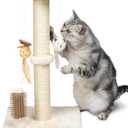 Best Pet Supplies Catify Cat Scratcher, Fun Interactive Scratchers, Posts, Poles, Claw Safe, Furniture Saver Indoor Play Support Natural Cat Behaviors Heavy Duty - Beige (Small (H: 22"))