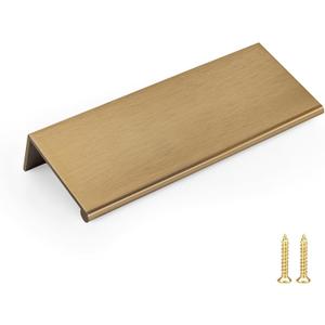 Goldenwarm 10 Pack Champagne Bronze Cabinet Pull Gold Finger Pulls, Brushed Bronze Edge Pulls for Cabinet Kitchen Cabinet Edge Pulls, 3in Cabinets Finger Pulls (3in 76mm) Hole Centers)